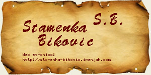 Stamenka Biković vizit kartica